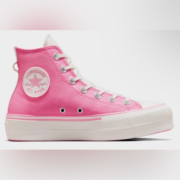 Converse Chuck Taylor All Star Lift Hi High Top Retro Varsity Oops Pink Sz 9 - Picture 1 of 16